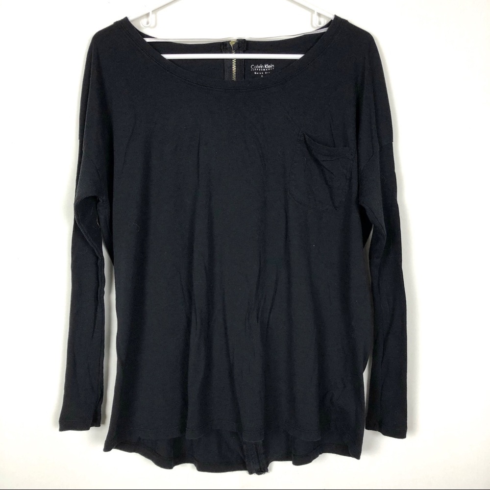 Calvin Klein Black Long Sleeve Shirt Full Back Zip